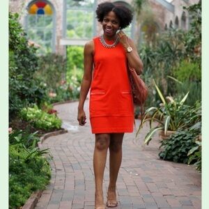 MADEWELL Fashionable Red Sleeveless Zip pockets easy wear versatile Sheath Dress